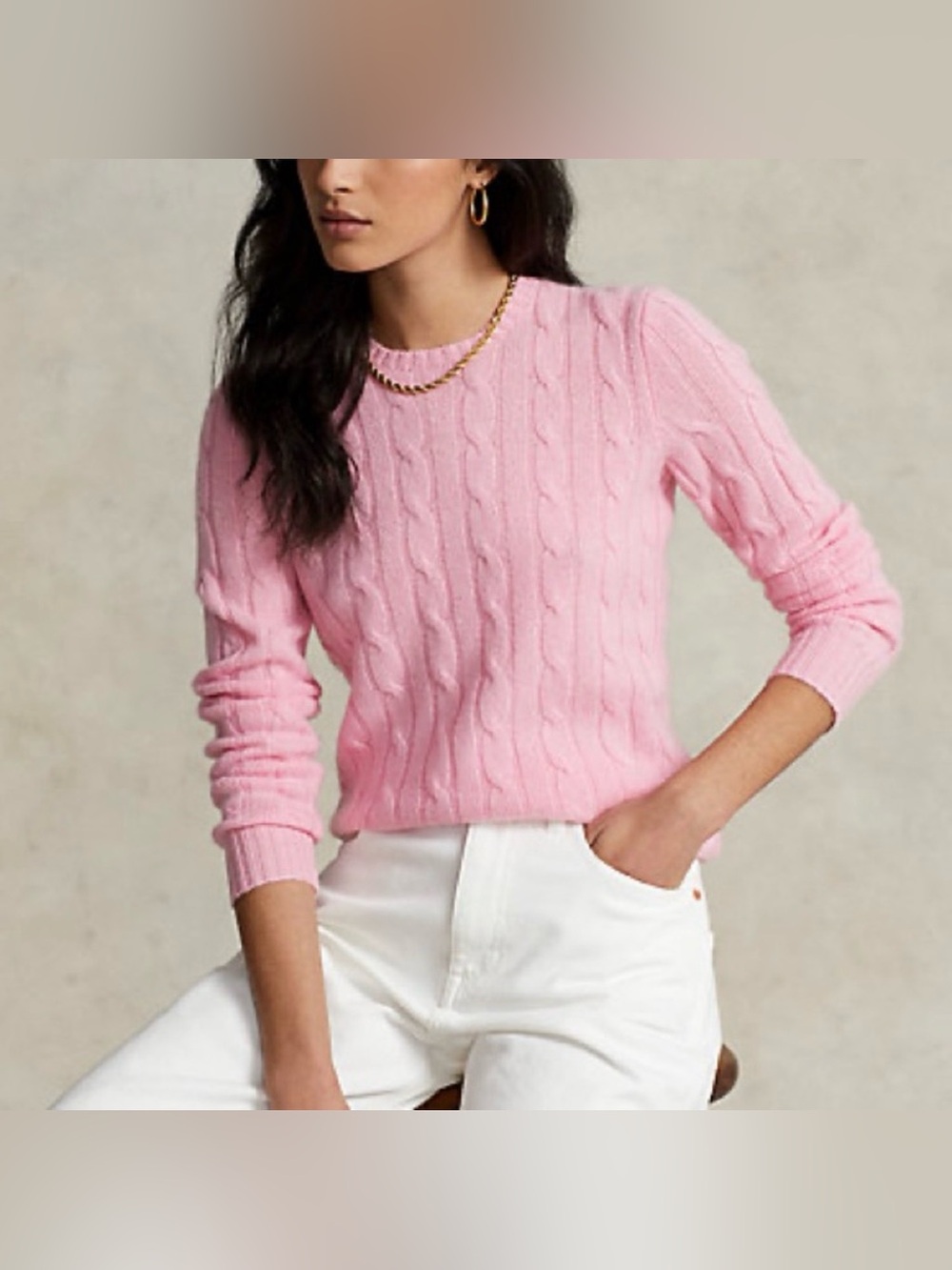 Ralph Lauren Cable Knit 100% Cashmere Sweater Quiet Luxury Preppy Old Money Soft